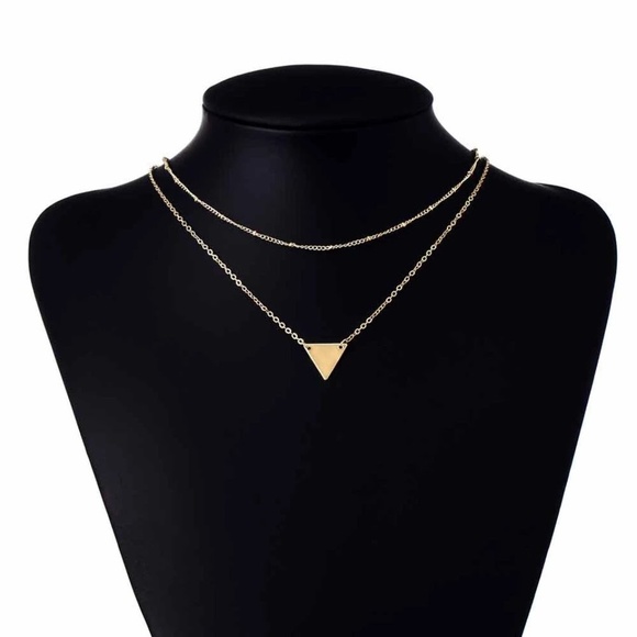 5 for $25 Two Layer Dainty Triangle Necklace - Picture 2 of 7